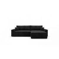 ECKSOFA VIENNA rechts schwarz Cord Poso 135 - Schlaffunktion, Bettkasten - Schwarz, Textil (285/184cm) - Cornero