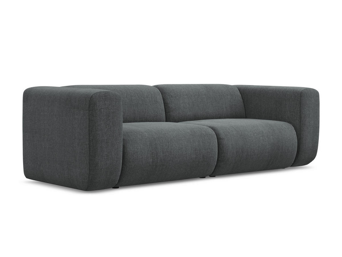 3-SITZER SOFA Chenille Stoff Grau - Schwarz/Graphitfarben, Kunststoff/Textil (228/70/89cm) - Makamii