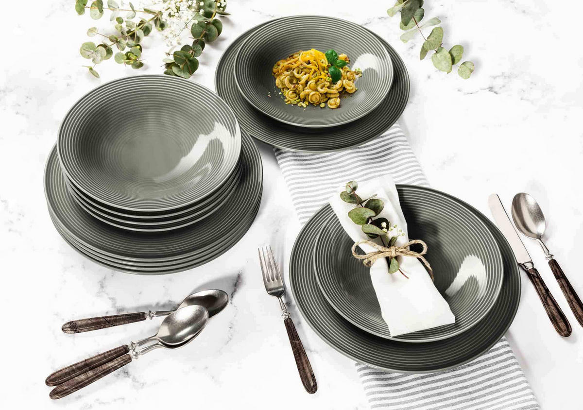 TAFELSERVICE Beat Color Glaze Perlgrau 12er Set - Grau, Keramik (32.3/23.5/32.3cm) - Seltmann Weiden