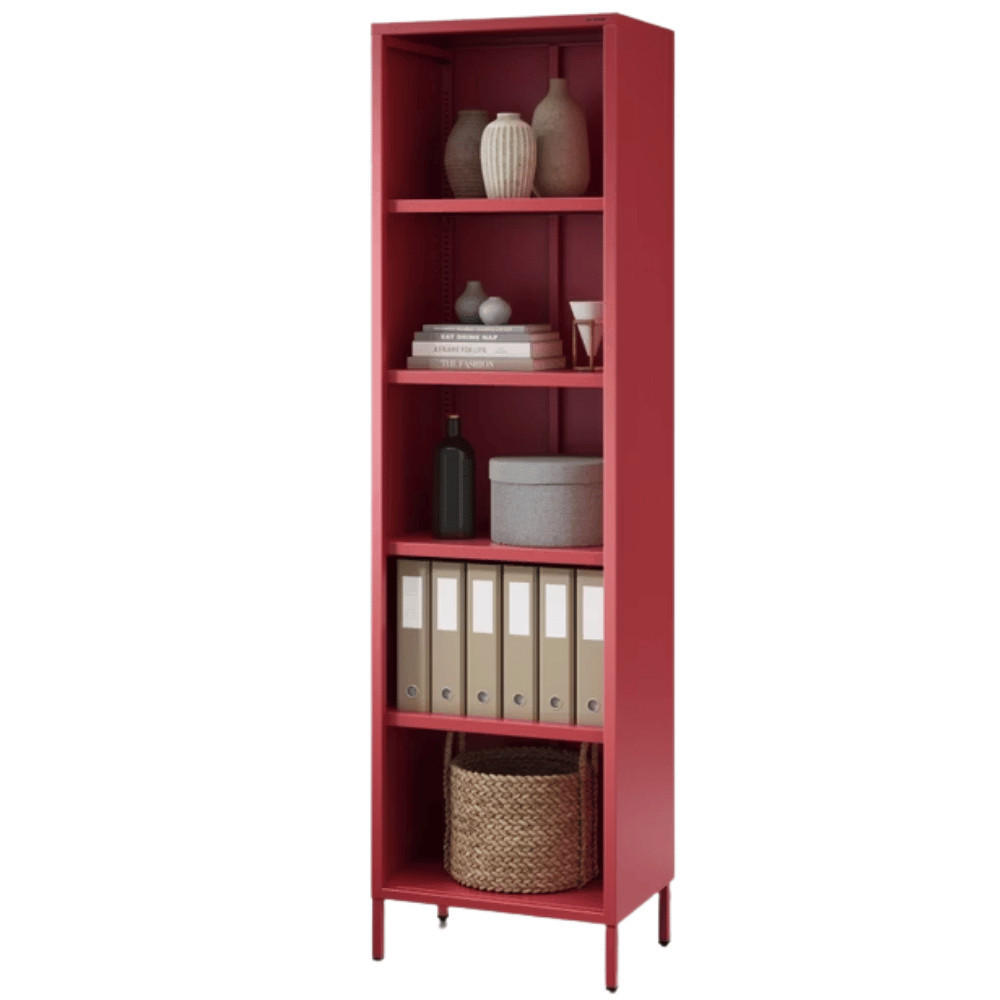 BÜCHERREGAL Metall CLIEN 5 Ebenen 180x50x35cm Rot - Rot, Metall (50/180/35cm) - DELUKE