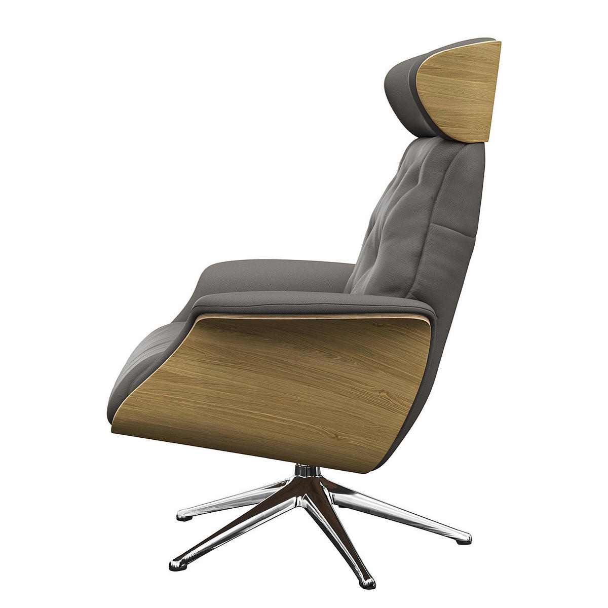 RELAXSESSEL - Echtleder - Chromfarben/Grau, Leder/Metall (83/112/83cm) - home24