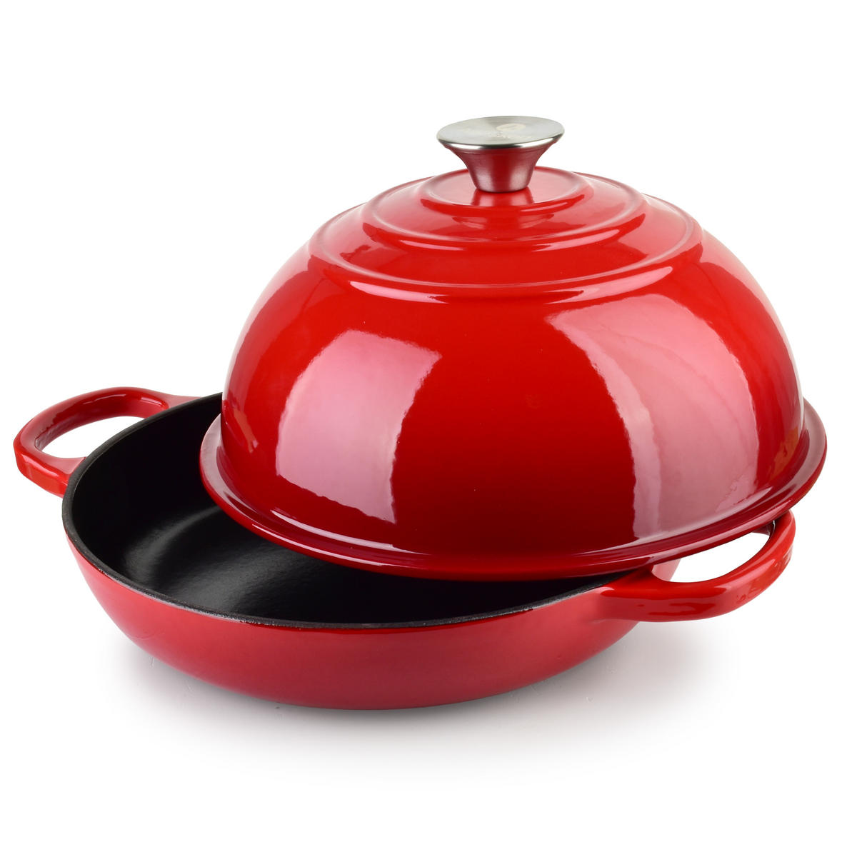 BRATPFANNE Verdeluxe Rot 26x26x5/19 cm Metall - Rot, Metall (26/26/19cm) - Mondex