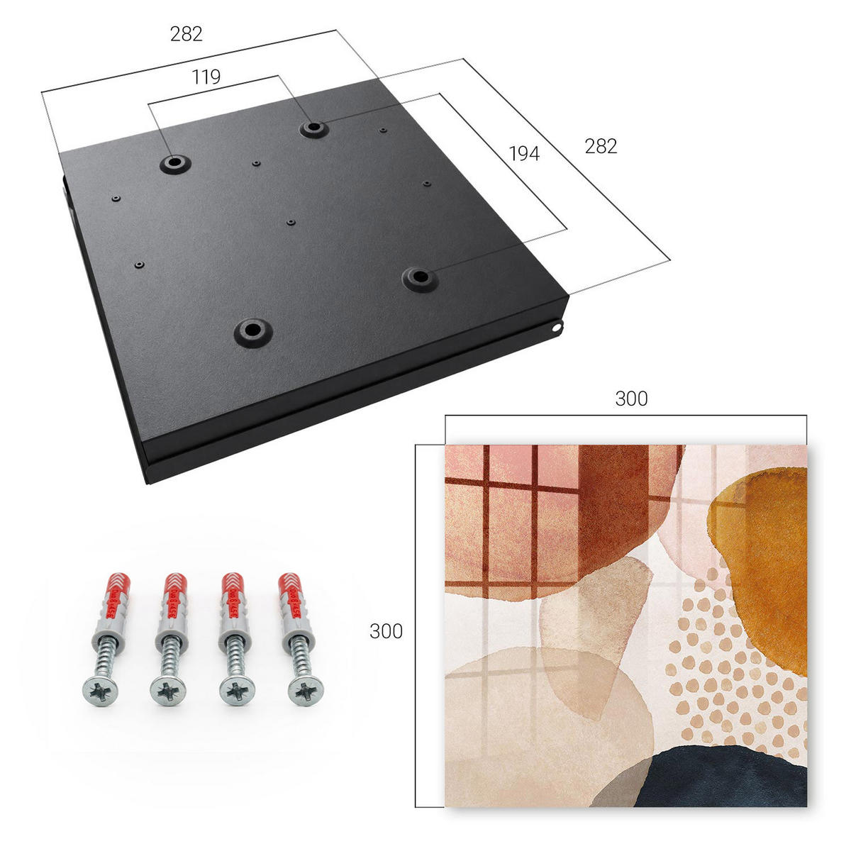 SCHLÜSSELBOX Schwarz 30x30 cm- Türöffnung nach rechts - Abstrakte Flecken - Beige, Metall (30/30/5cm) - TULUP