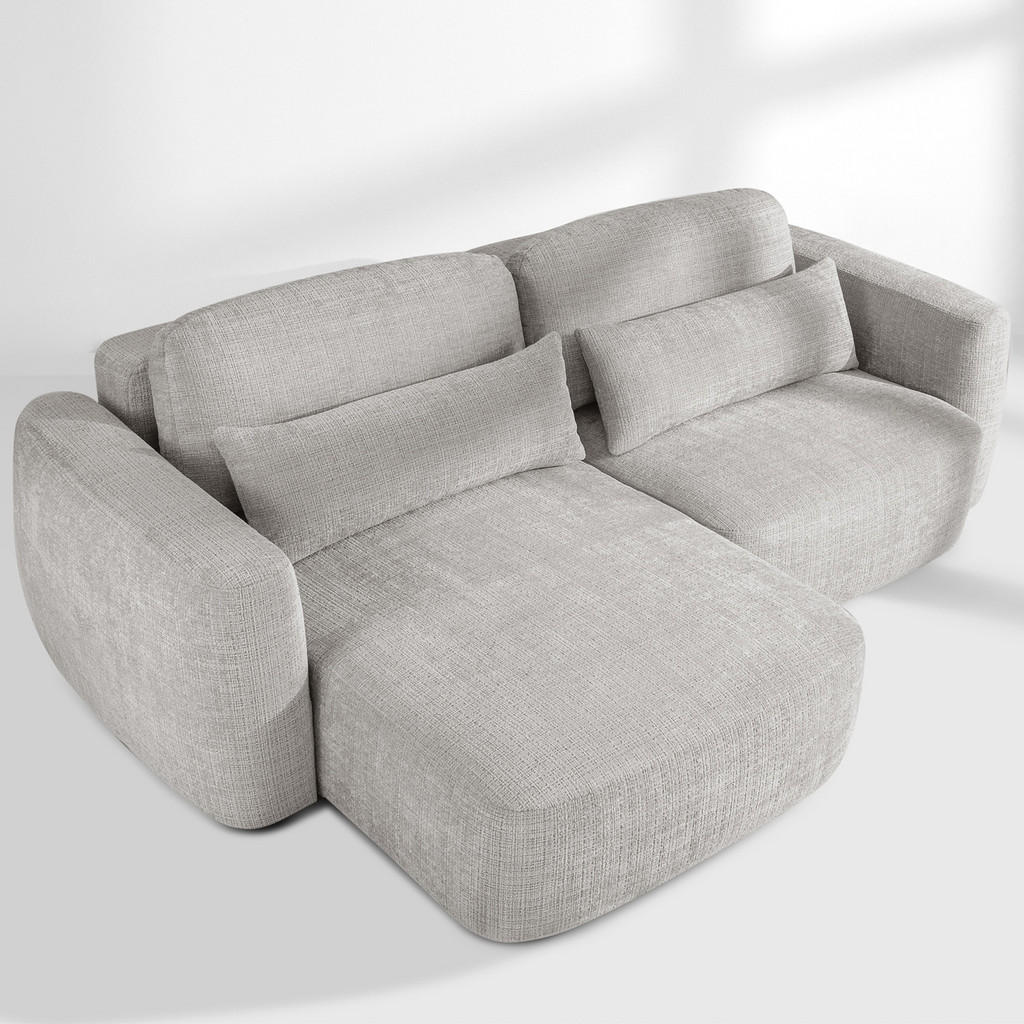 Thumbnail - Konsimo® Ecksofa, Hellgrau, Holz, Textil, 3-Sitzer, 245x165 cm, Wohnzimmer, Sofas & Couches, Wohnlandschaften, Ecksofas