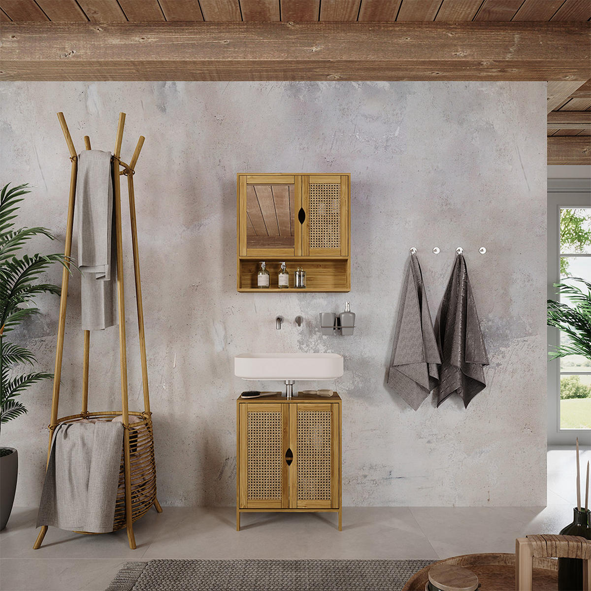 KOUPELNOVÝ NÁBYTEK Liora Bambus - zelená barva, kompozitní dřevo (48/60/29cm) - Vicco