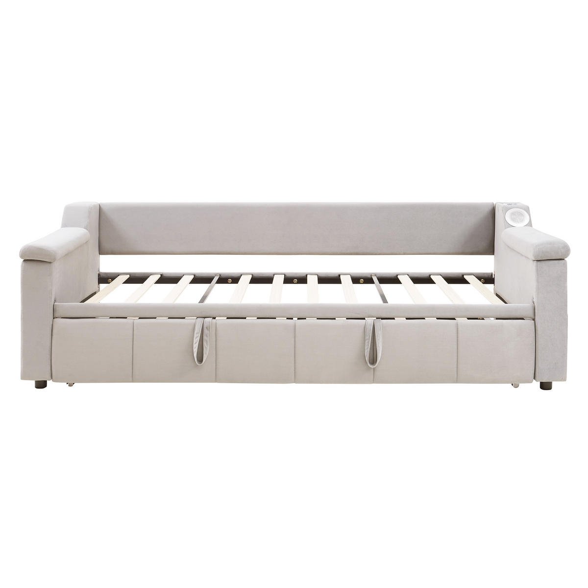 AUSZIEHBETT 90/180/190 cm DE-02015, in Beige, mit Bluetooth-Stereo und Ablagefächern - Beige, Metall (90/190cm) - ComfortXL