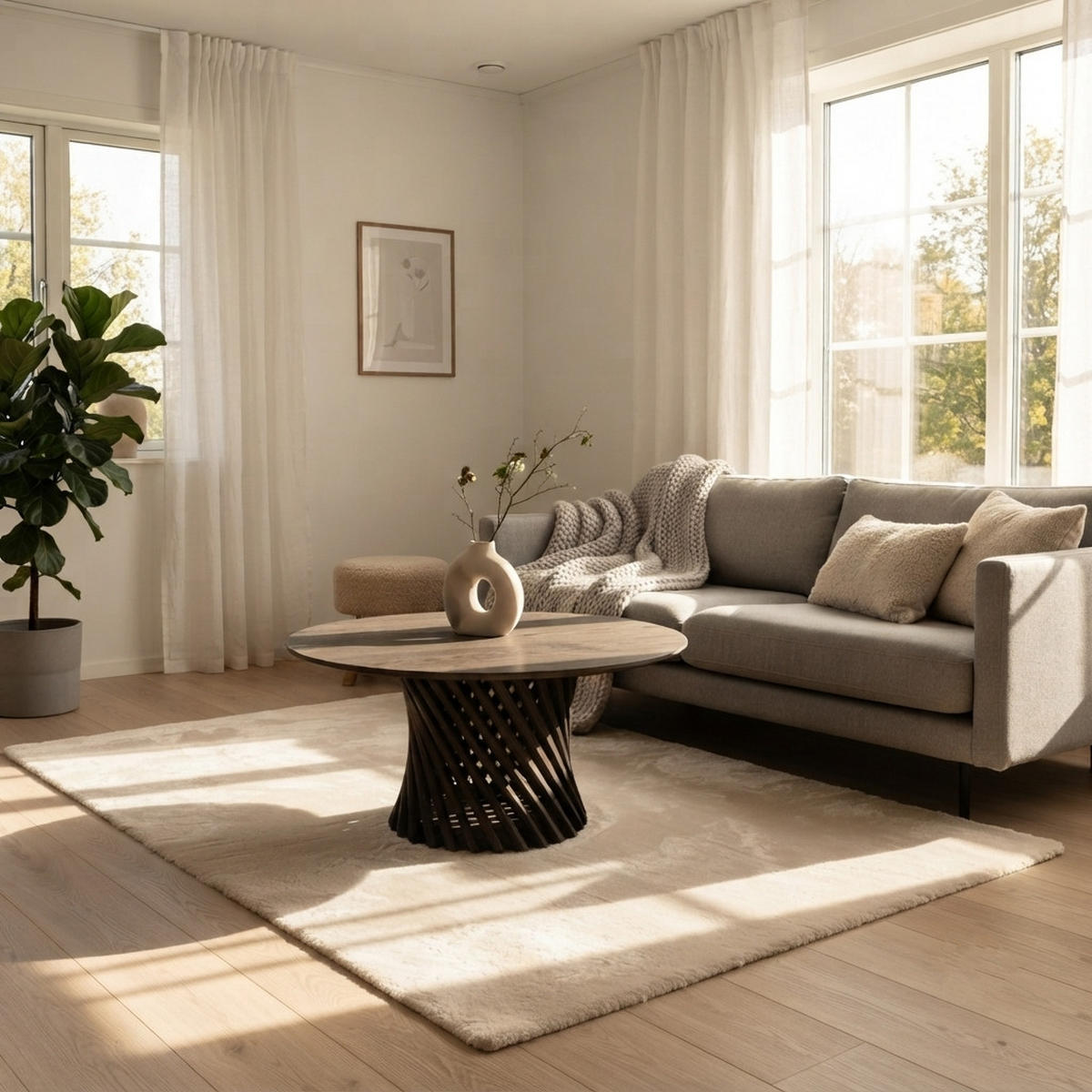 COUCHTISCH Emma 80, Braune Massiveiche - Braun, Holz (80/60/40cm) - WOODEK