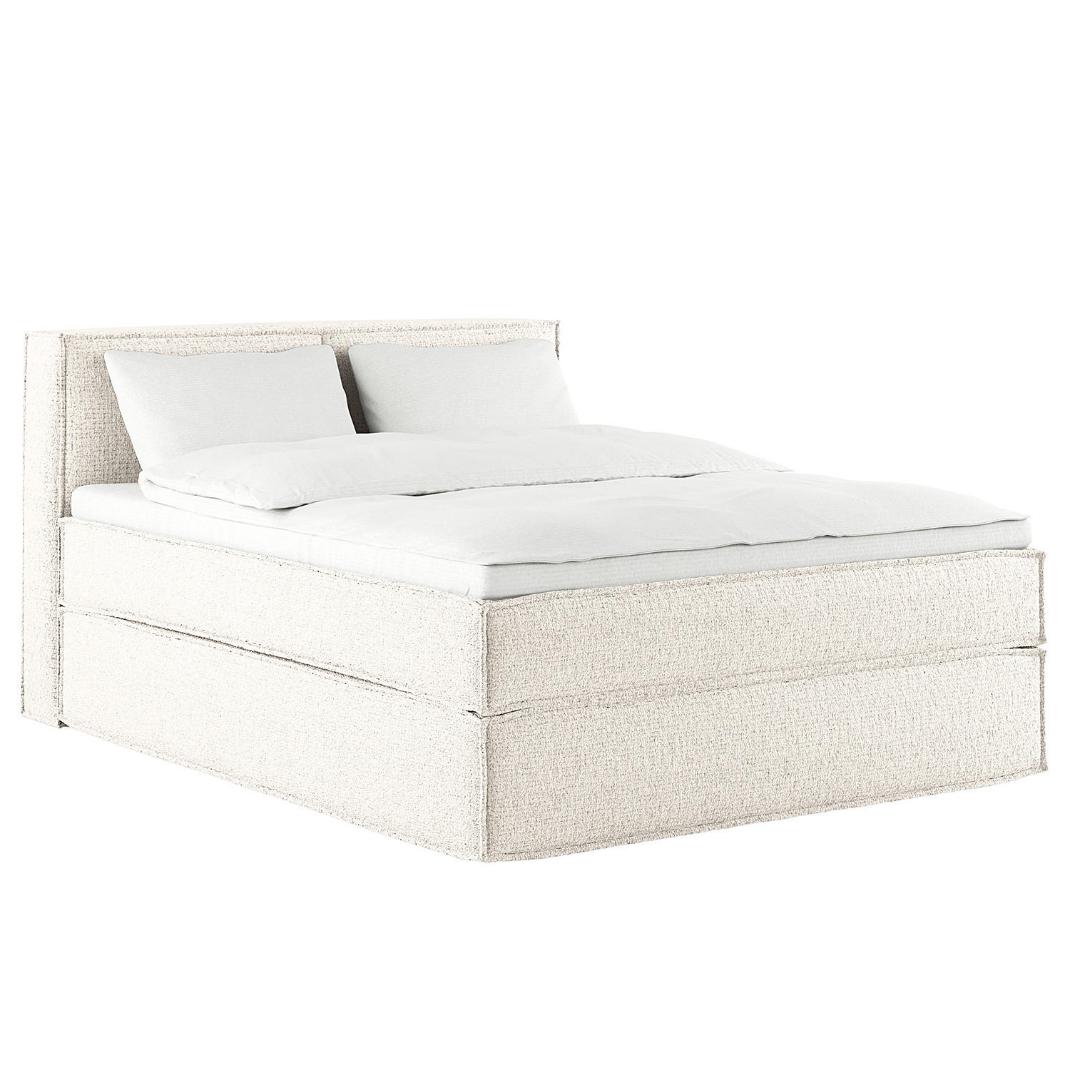 BOXSPRINGBETT mit Kopfteil - Premium - Weiß, Textil (140/200cm) - home24