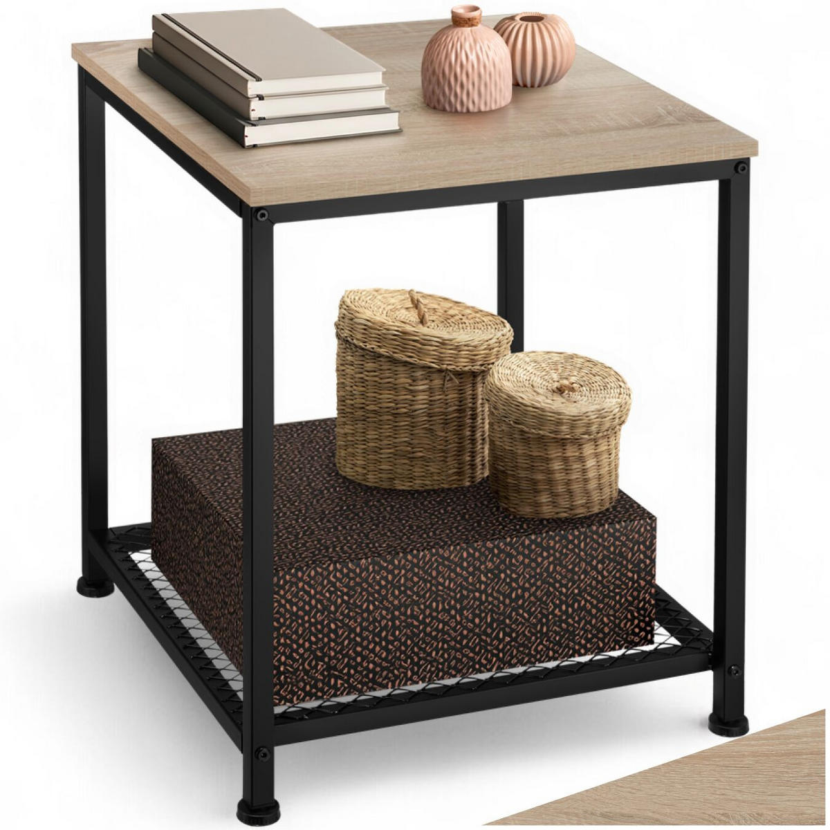 BEISTELLTISCH Derby,45,5 x 45,5 x 55,5 cm,Industrial Holz hell, Eiche Sonoma - Naturfarben, Holz (45.5/45.5/55.5cm) - tectake