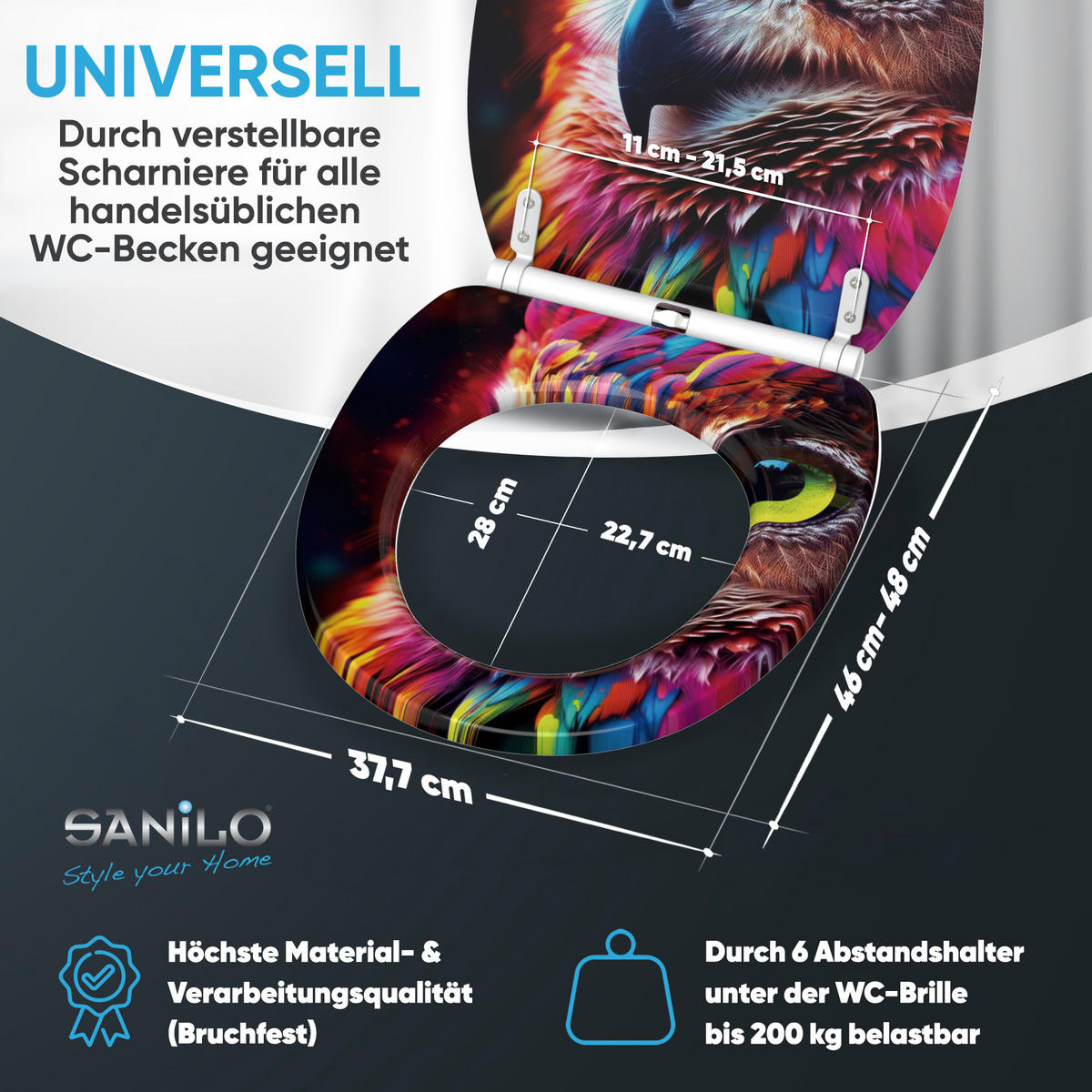 WC-SITZ mit Absenkautomatik & Top Fix Aurora - Pink, Holzwerkstoff (37.7/5.5/48cm) - Sanilo