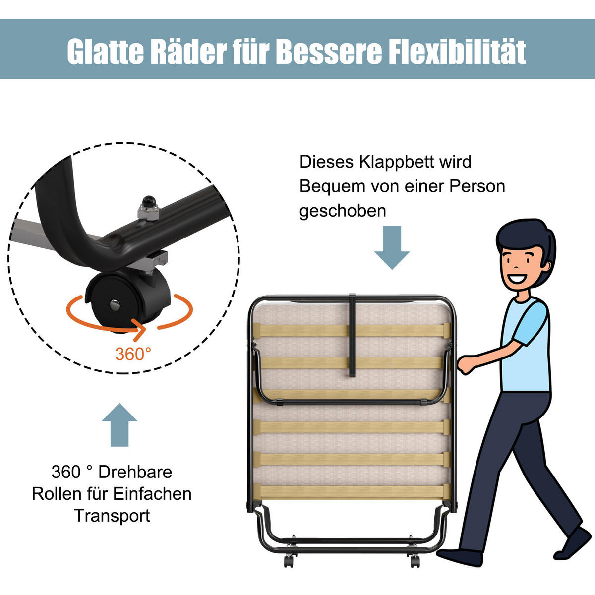 GASTEBETT Beige - Beige, Metall - COSTWAY