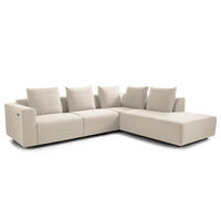 ECKSOFA mit Ottomane - Webstoff - Beige/Schwarz, Kunststoff/Textil (283/237cm) - home24