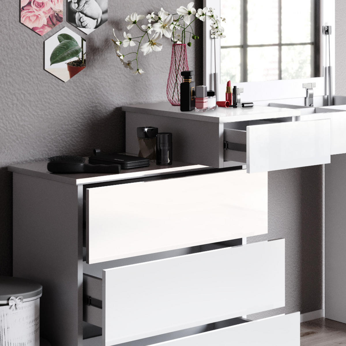SCHMINKTISCH Lotos Weiß 117.4 cm - Weiß, Holzwerkstoff (117.4/78/45cm) - Vicco