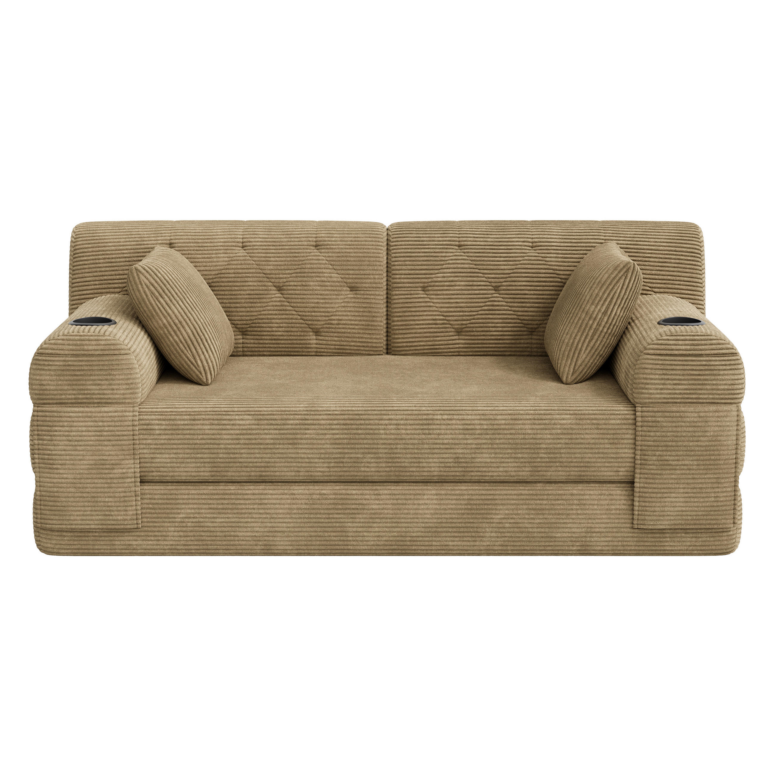 ROZKLÁDACÍ POHOVKA 2místná z manšestru, khaki - písková barva, textil (168/81/80cm) - Urban Meuble