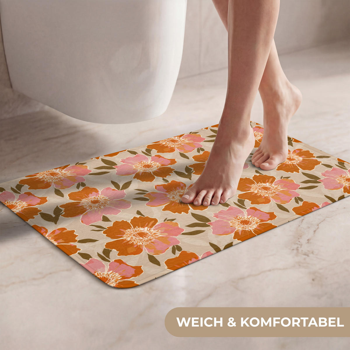 WC PŘEDLOŽKA Květiny - Motiv - Retro 60x40 cm - různobarevná, textil/plast (60/1cm) - OnlyWow