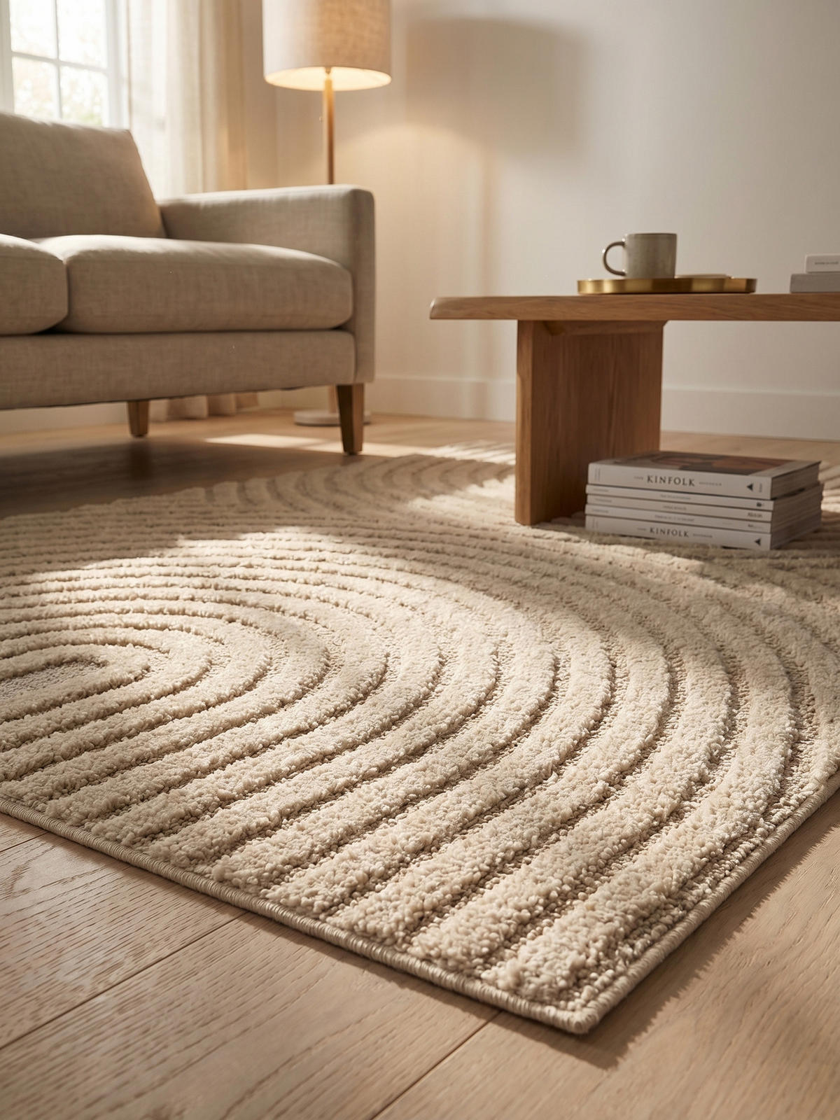 TEPPICH Wohnzimmer Hoch-Tief 3D-Effekt Organische Bögen mit 3D-Effekt OEKO-TEX 3D-Relief Boho Creme 60x110 – RIGI - Creme, Textil (60/110cm) - KADIMA DESIGN