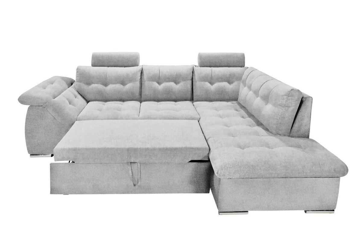 ECKSOFA mit Schlaffunktion und Bettkasten - Chromfarben/Anthrazit, Holzwerkstoff/Kunststoff (193/283cm) - ed exciting design