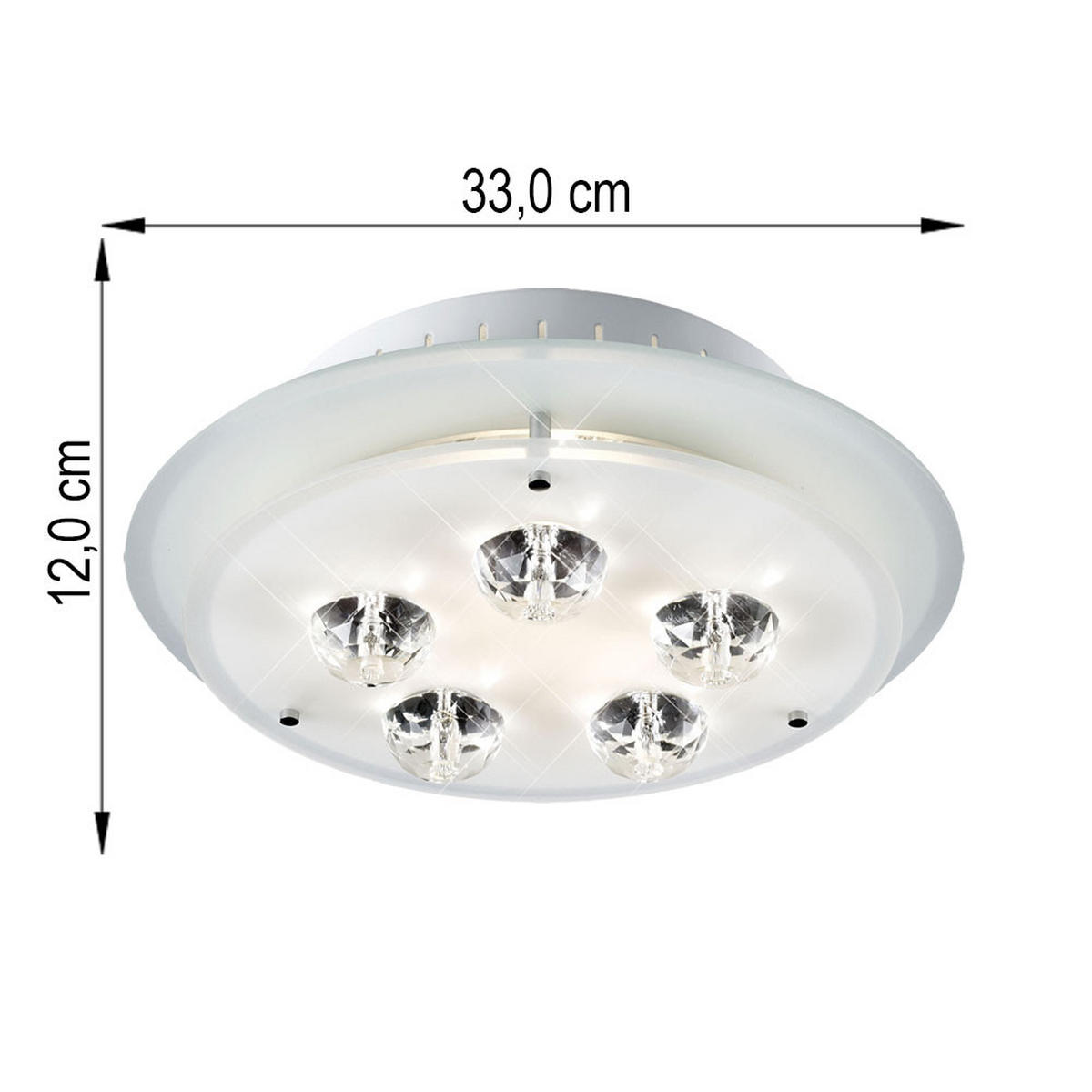 DECKENLEUCHTE Metall Kristalloptik Weiß - Weiß, Glas (33/33/12cm) - Esto