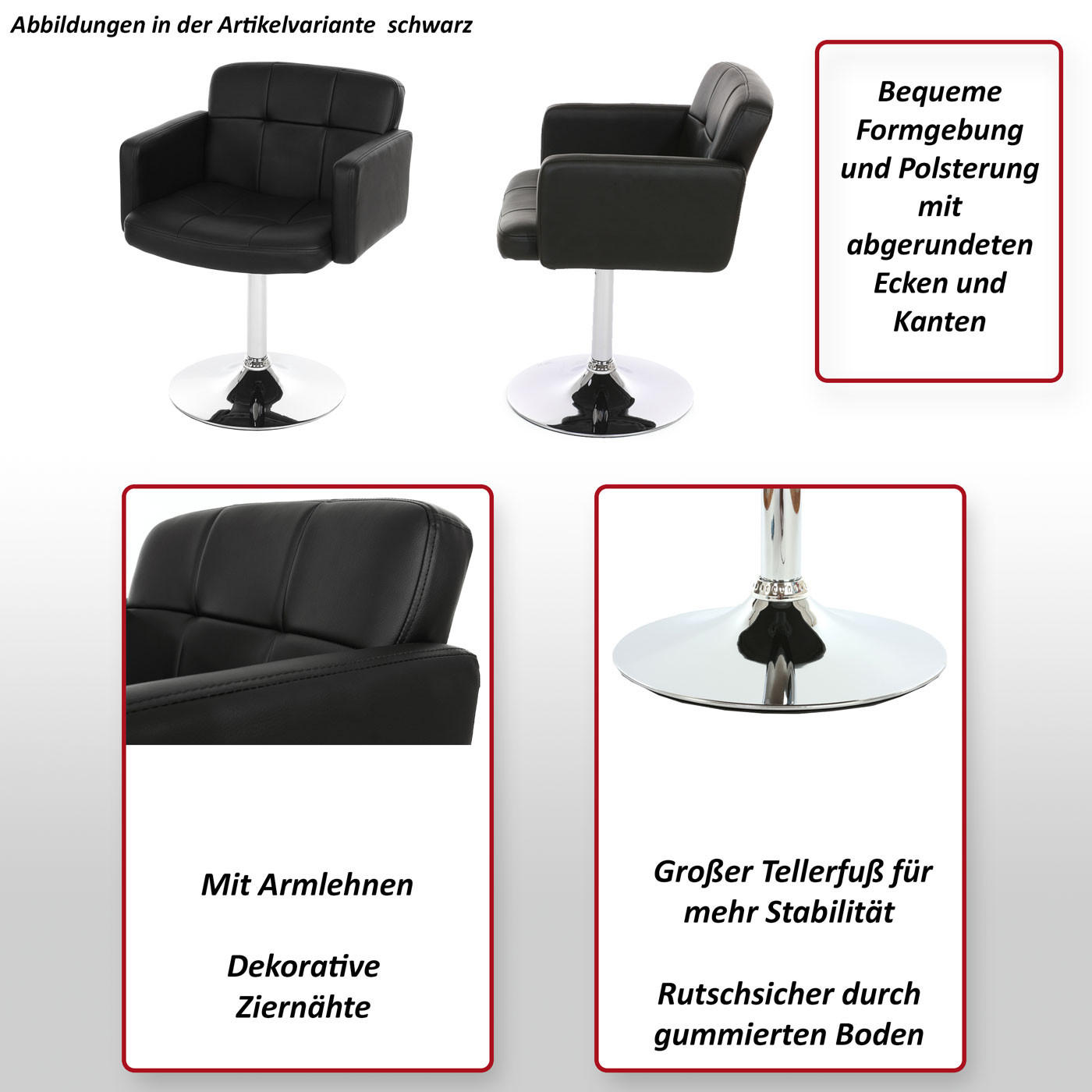 ESSZIMMERSTUHL Schwarz - Schwarz, Textil (60/80/55cm) - MCW