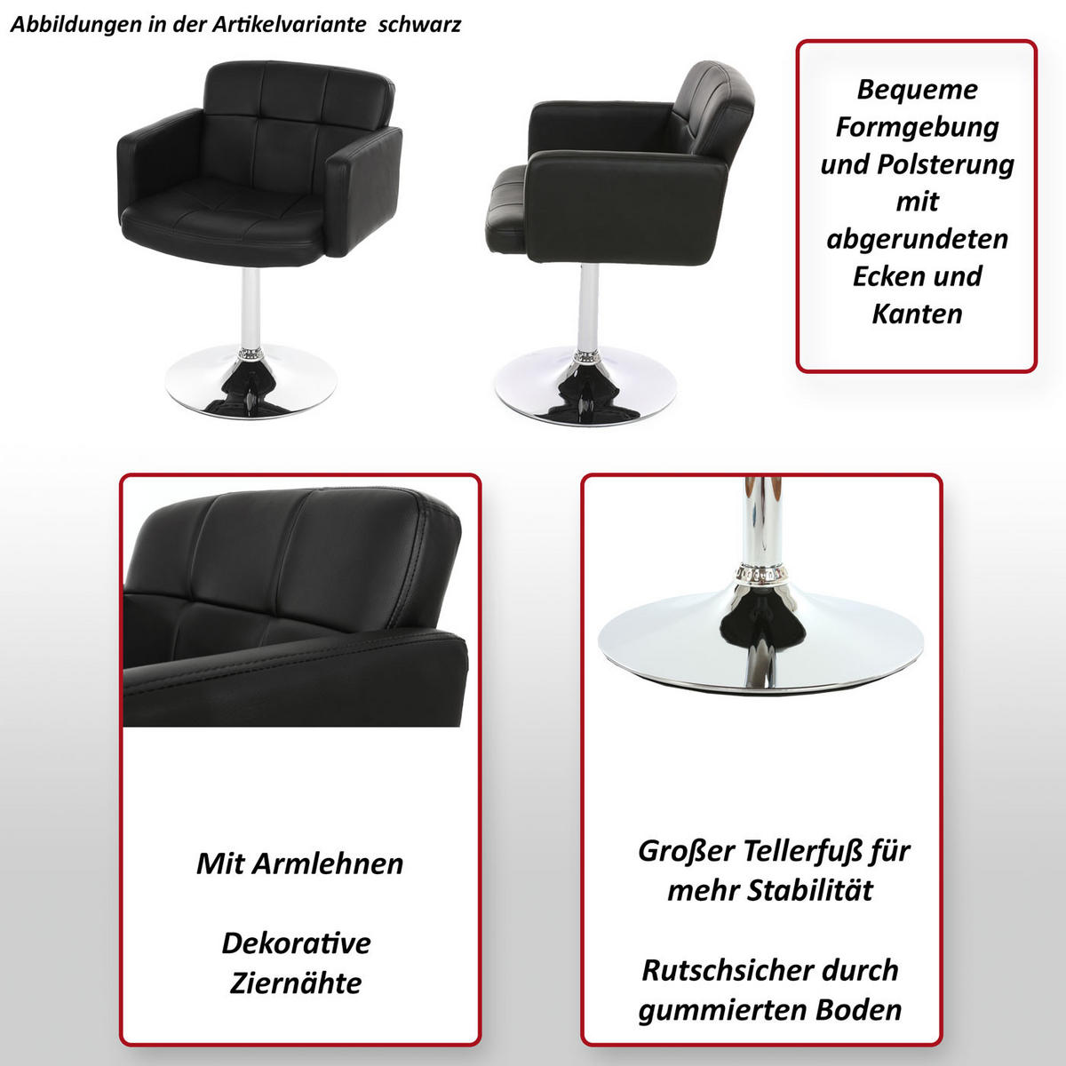 ESSZIMMERSTUHL Schwarz - Schwarz, Textil (60/80/55cm) - MCW