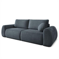 BETTSOFA ZEFEO Grau Kordstoff mit Schlaffunktion - Grau, Textil (264/96/106cm) - MASSENO
