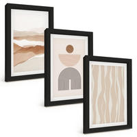 BILDER SET 3er Set - 20x30 cm Schwarzer Rahmen - Abstrakte Landschafts- und Naturgeometrie - Schwarz, Kunststoff (20/30cm) - TULUP