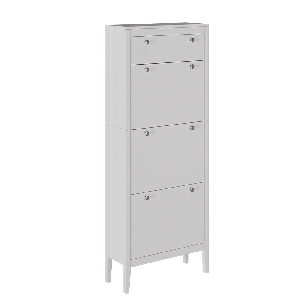 SCHUHSCHRANK Aron Weiß 60 x 153 cm , 3 Fächer - Weiß, Holzwerkstoff (60/153/23.5cm) - Vicco