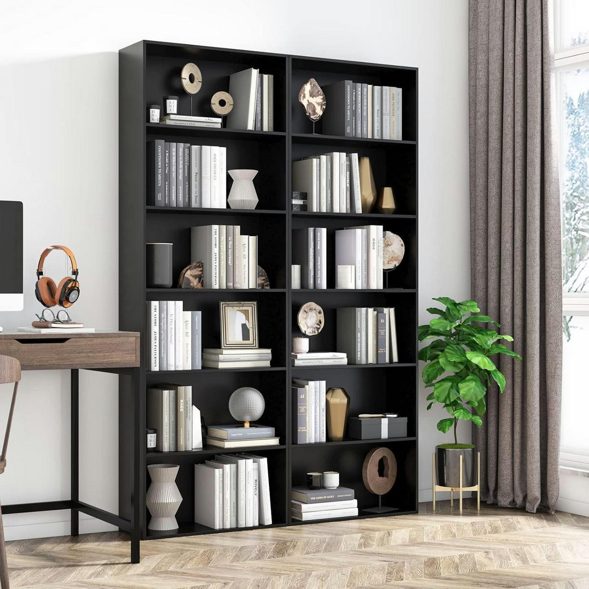BÜCHERREGAL Schwarz 180 x 60 x 23,5 cm - Schwarz, Holzwerkstoff (60/180/23.5cm)