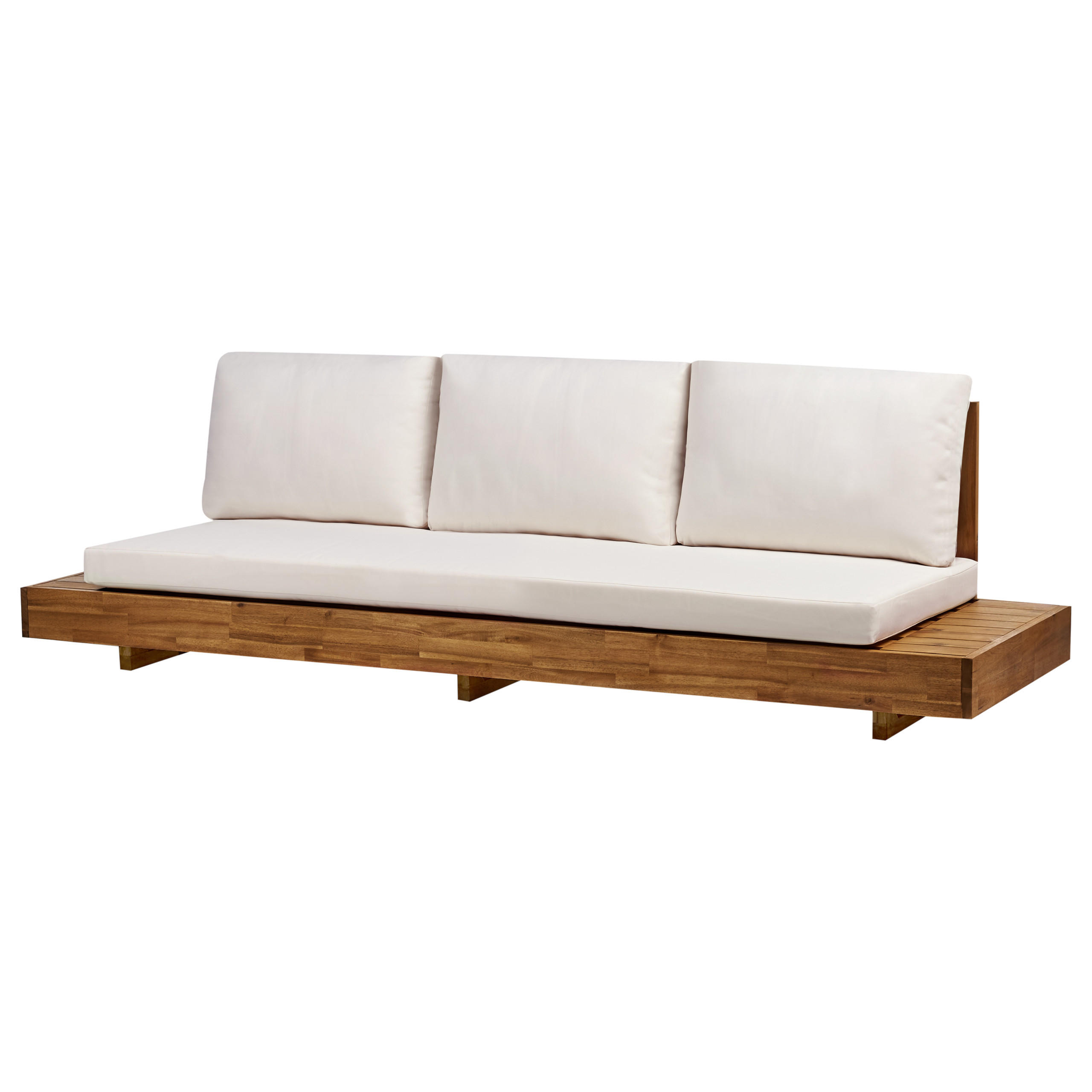 LOUNGESOFA 3-Sitzer Heller Holzfarbton Marettimo - Hellbraun/Weiß, Holz (230/70/68cm) - Beliani