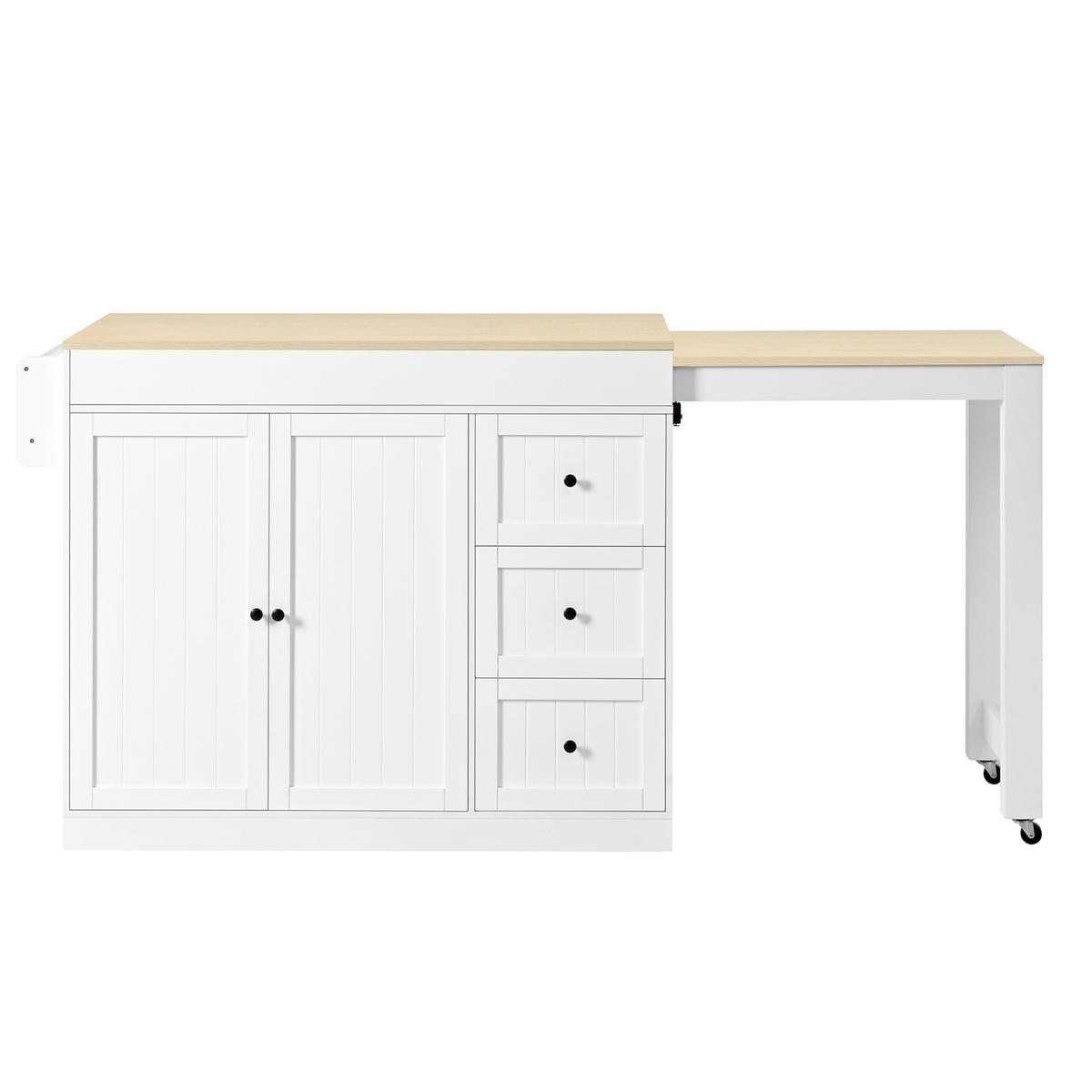 KÜCHENINSEL 112-186,8/45/93 cm aus MDF mit ausziehbarer Arbeitsplatte Weiß - Weiß, Holzwerkstoff (130/93/45cm) - Modenvie