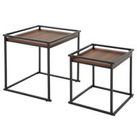 BEISTELLTISCH - 2er-Set - Walnussfarben/Schwarz, Holzwerkstoff/Metall (50/50/54cm) - home24