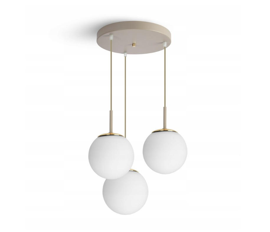 PENDELLEUCHTE ECRU II - Beige/Goldfarben, Glas/Metall (40/40/100cm) - kiki design