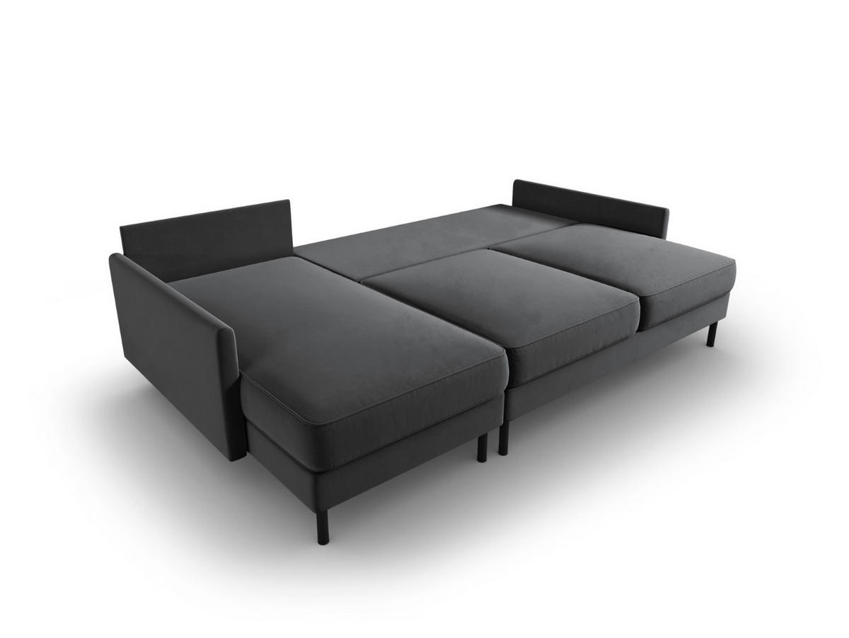 AUSKLAPPBARES-ECKSOFA links mit Container Scott aus Samt grau 5 Sitzplätze - Grau, Textil (142/212cm) - Micadoni