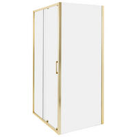 SPRCHOVÝ KOUT 80/100/185 cm Zlatý Yoro - zlatá/průhledná, sklo (80/100/185cm) - Beliani