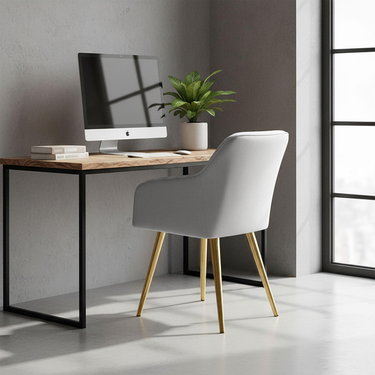 POLSTERSTUHL 2er Set, Metallbeine Hellgrau, Gold 54/82/58 - Hellgrau, Textil (54/82/58cm) - RAUMHIRSCH FURNITURE