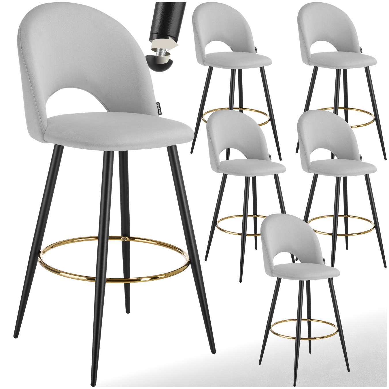 BARSTUHL Sachel,49 x 58 x 110 cm, Belastbarkeit 120 kg,hellgrau/schwarz - Hellgrau/Schwarz, Kunststoff (49/110/58cm) - tectake