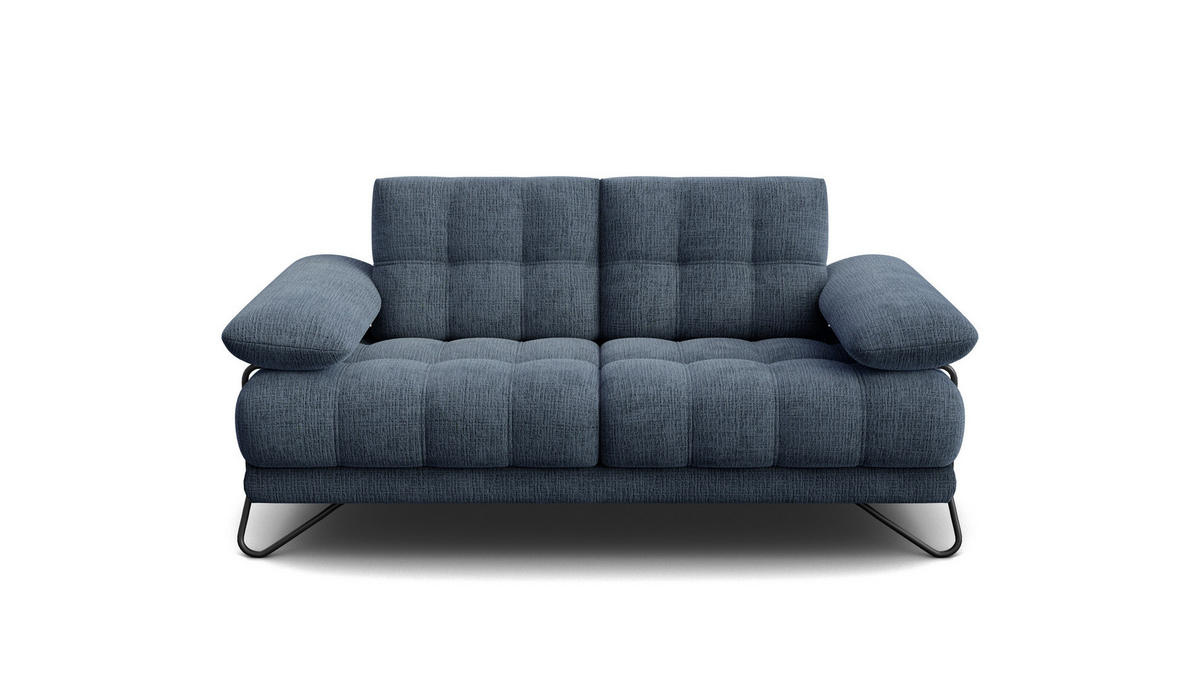 SOFA BUBBARA 2-Sitzer, marineblau - Blau/Schwarz, Holz/Textil (185/87/96cm) - Courtois Laville