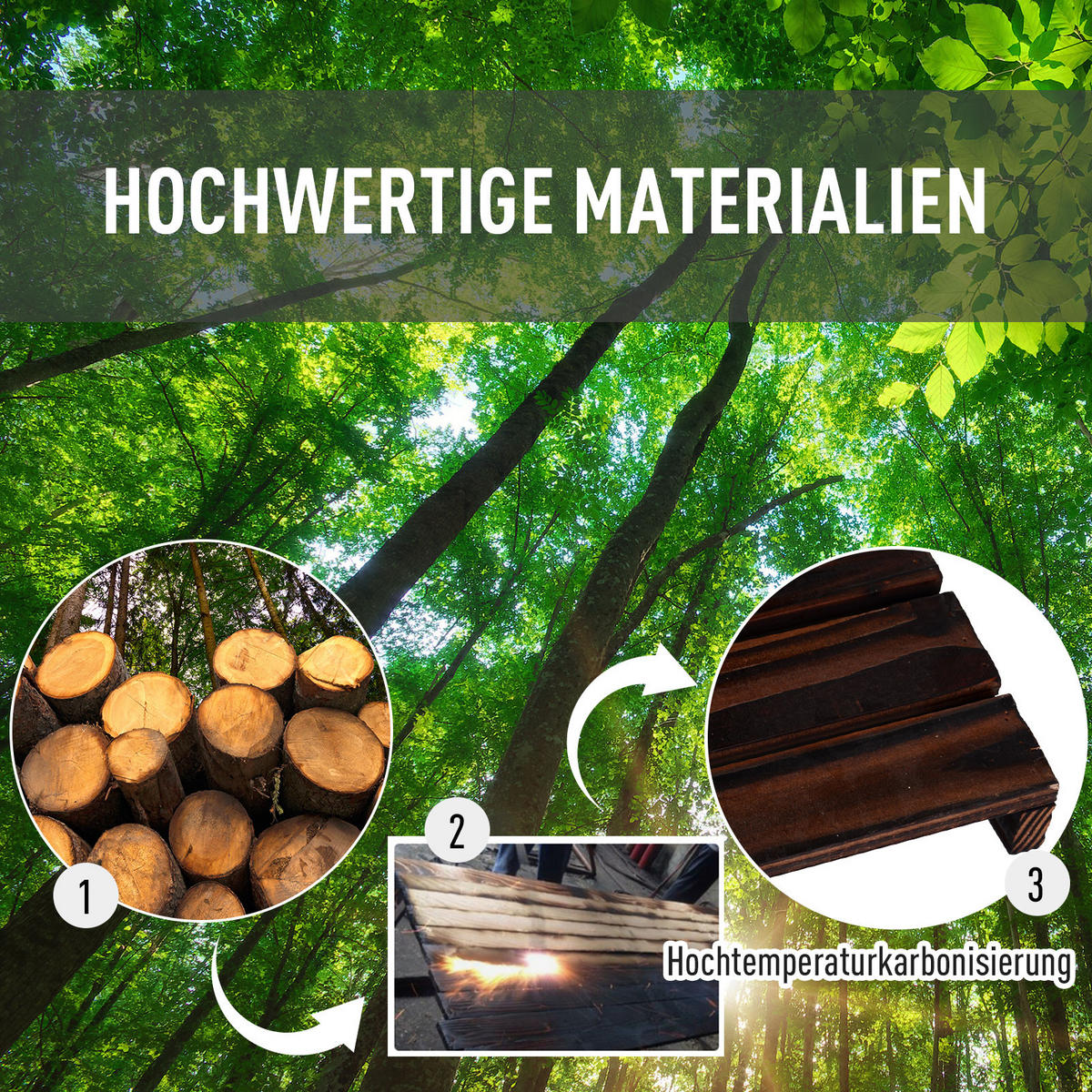 BLUMENSTÄNDER, Tannenholz, Verkohlt - Braun, Holz (33/80/123.5cm) - Outsunny
