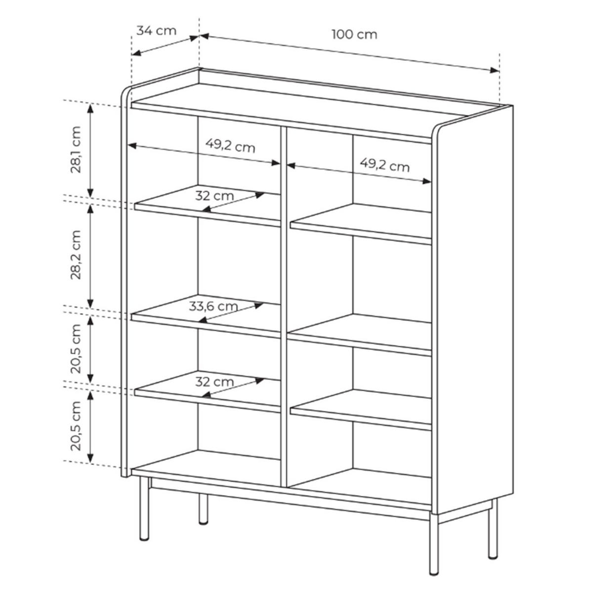HIGHBOARD Liwelo Greige 103 cm - Taupe, Holzwerkstoff/Metall (103.2/126.2/38cm) - Selsey
