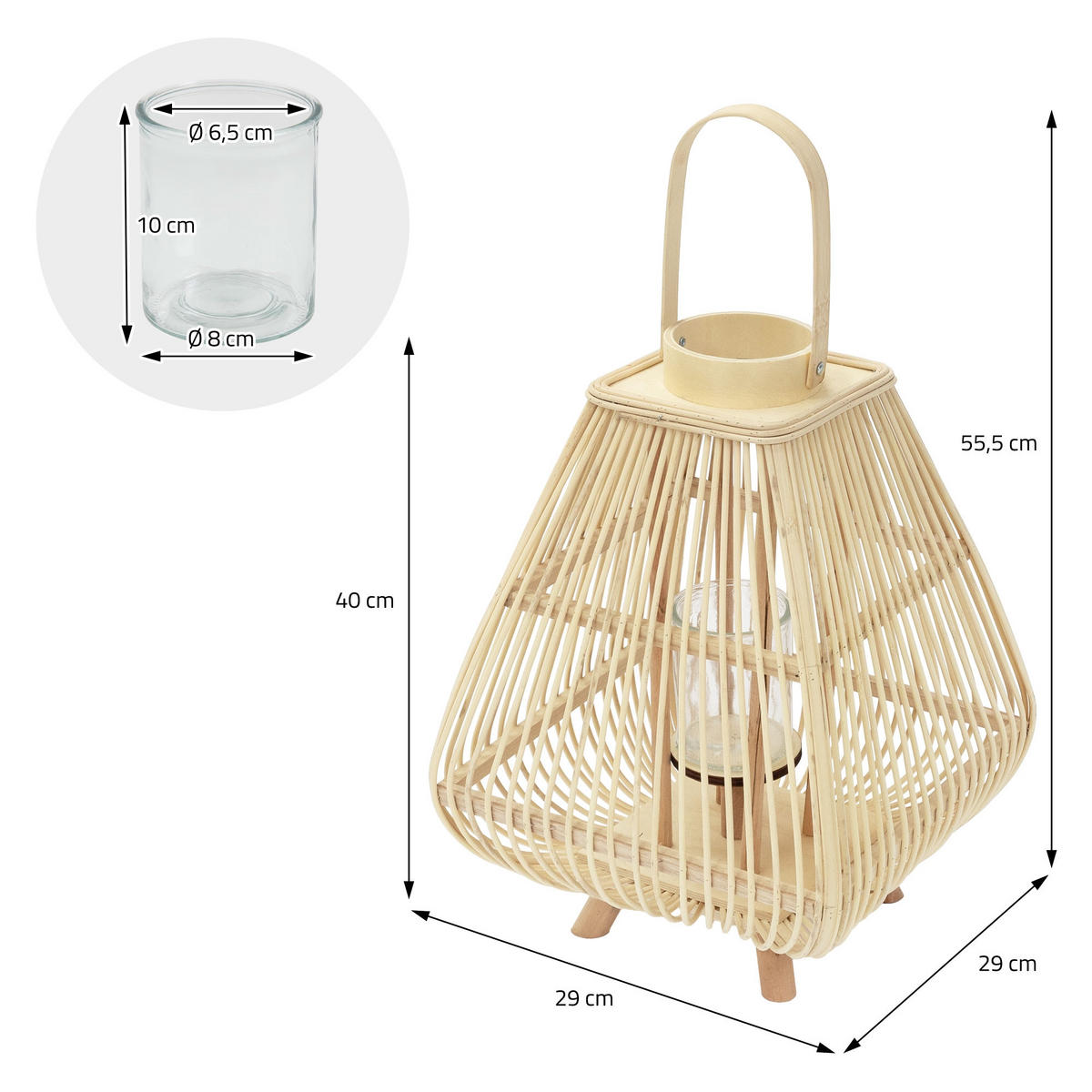 BAMBUSOVÁ LAMPION V: 55,5 cm, barva dřeva, styl boho - přírodní, dřevo (29/55.5/29cm)