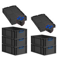 EUROBOX 5x NextGen Color mit Auflagedeckel 22x40x60 cm 44 Liter Schwarz Griffe blau zu - Blau/Schwarz, Kunststoff (40/22/60cm) - PROREGAL