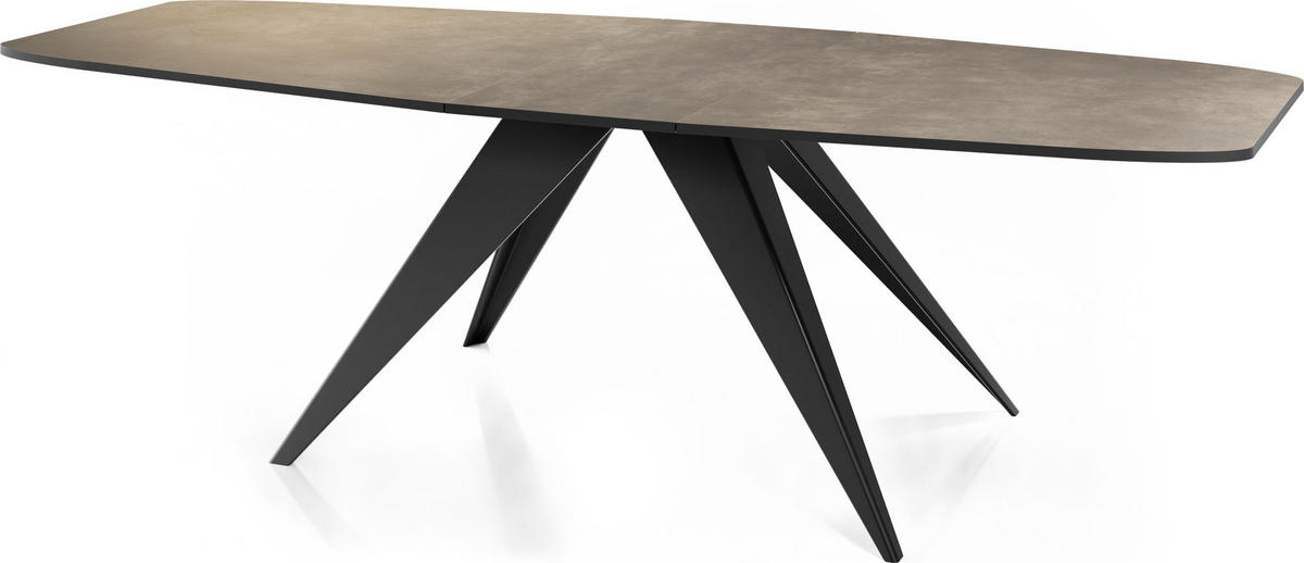 ESSTISCH Foster rechteckig ausziehbar, Dunkelgrauer Chicago Beton 160-198/80/76 cm - Dunkelgrau/Schwarz, Holzwerkstoff/Metall (160/80/76cm) - WFL GROUP