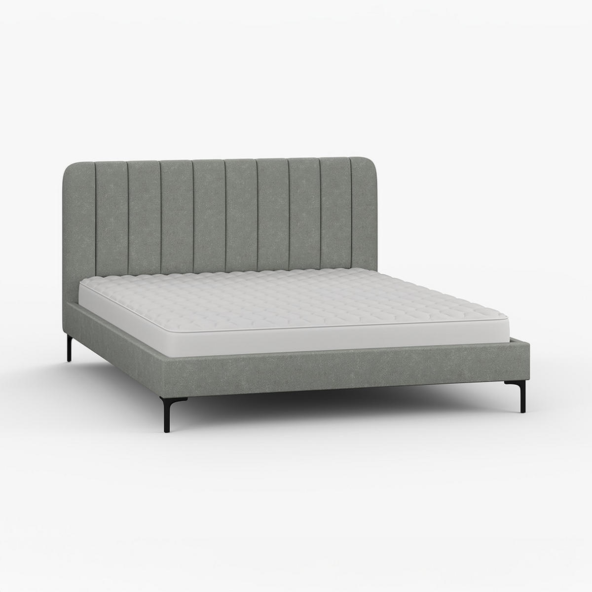 POLSTERBETT LUMI, Lattenrost, ohne Bettkasten, gepolsterte Kopfstütze 160/200 in Grau - Schwarz/Grau, Holz/Textil (160/200cm) - imoebel24