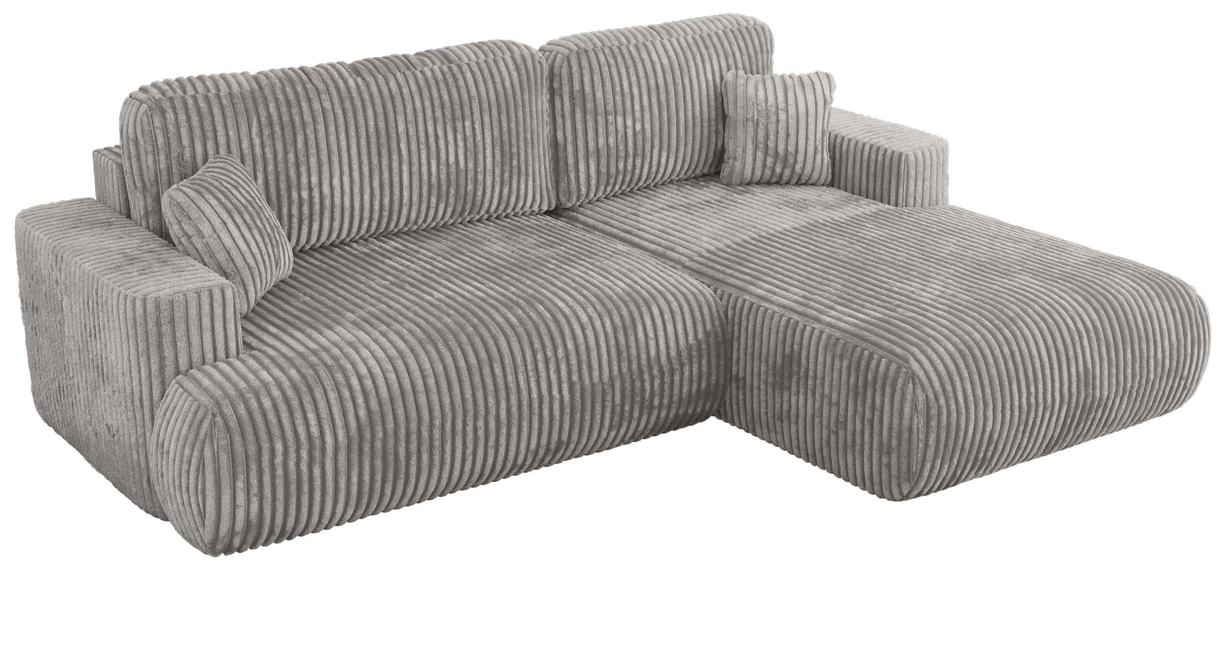 ECKSOFA OVO L Hellgrau Cord - Rechts Seite - Hellgrau/Schwarz, Kunststoff/Textil (195/271cm) - MKS