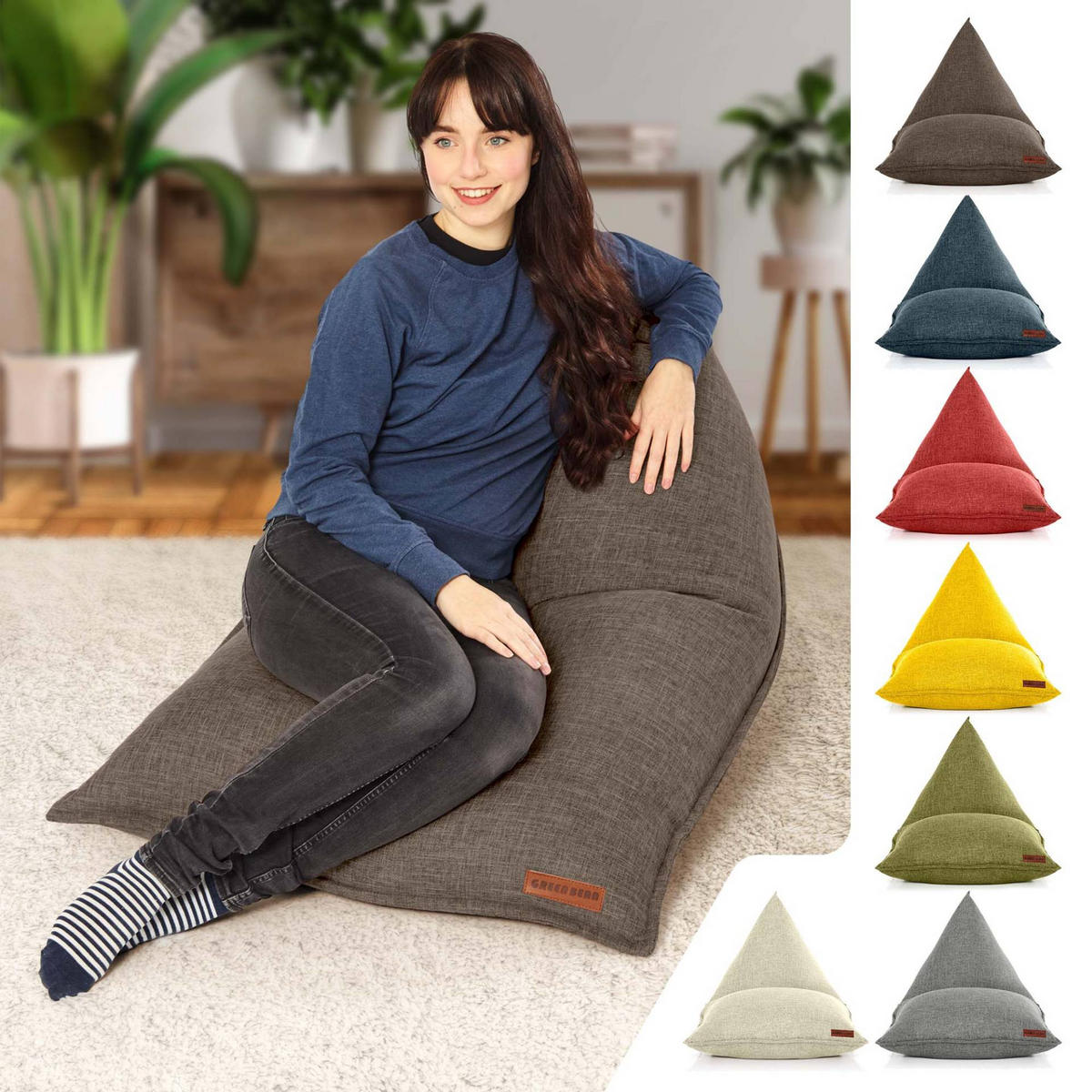 SITZSACK XXL Indoor 150x100x100cm - Braun, Textil (100/100/150cm) - Green Bean