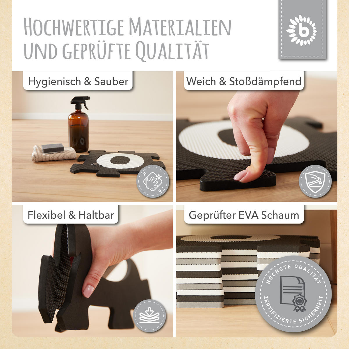 PUZZLEMATTE Kinder 26 Teile - Grau, Kunststoff (32/32cm) - Bieco Spielwaren