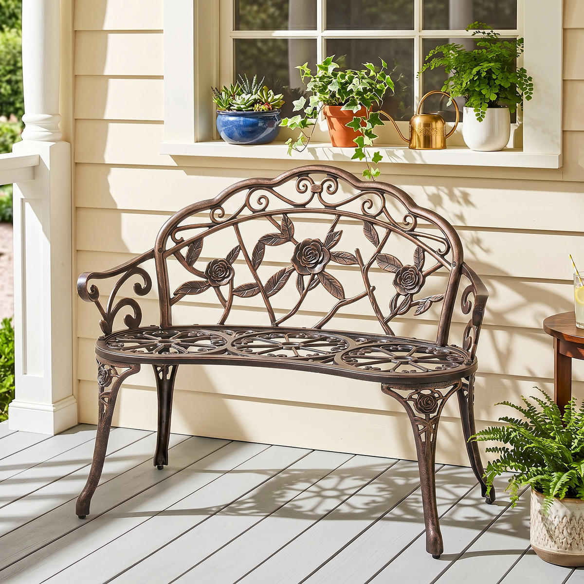 GARTENBANK Gussaluminium Gusseisen Bronze - Bronzefarben, Metall (54/78/100cm) - Outsunny