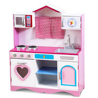 KINDERKÜCHE Holz Pink - Pink, Holz (30/101/82cm) - COSTWAY
