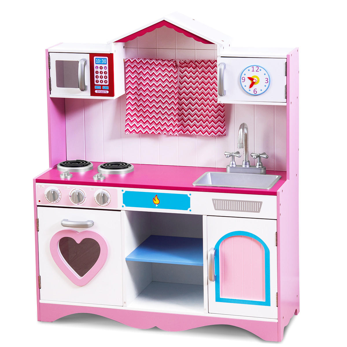 KINDERKÜCHE Holz Pink - Pink, Holz (30/101/82cm) - COSTWAY