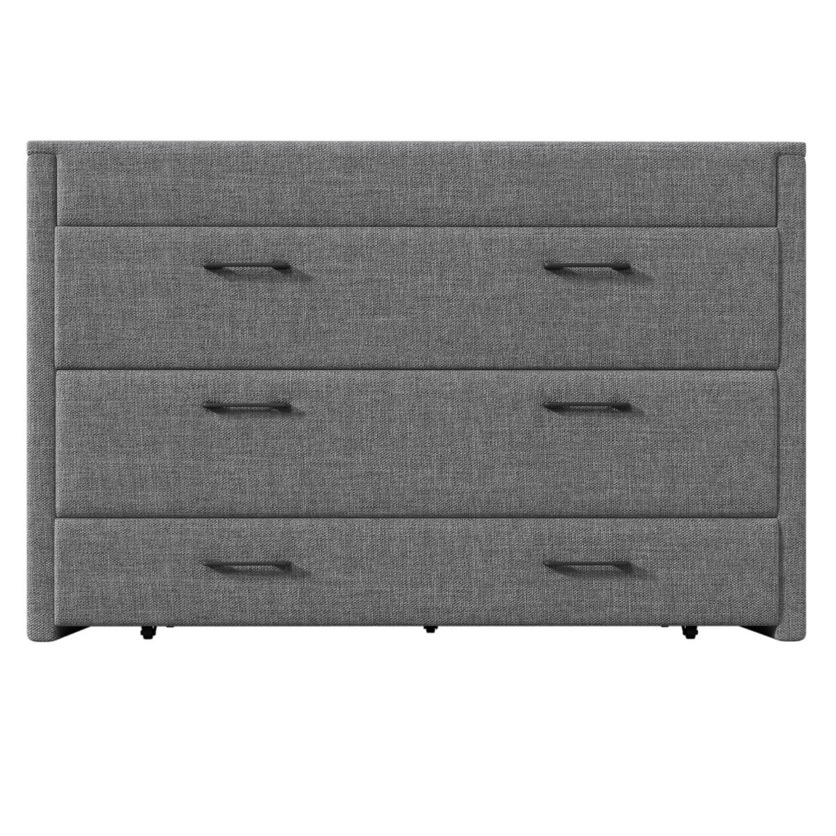 SCHRANKBETT aus Leinen und MDF 140x200 cm Grau mit Schublade, Ablagefach sowie USB- und Typ-C-Anschlüssen - Grau, Textil (90/200cm) - IVMEU